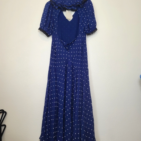 NEW Reformation Evra Dress in Danube Polka Dot Size 10 - Picture 13 of 14
